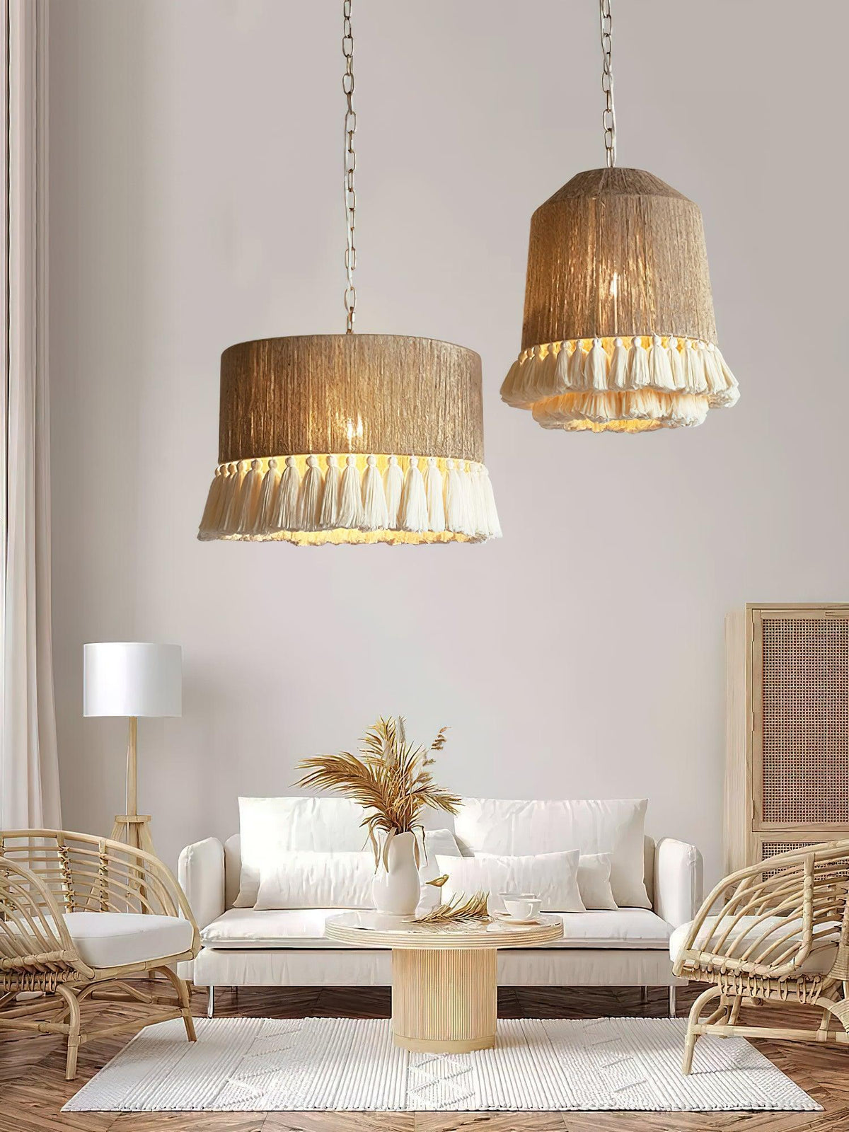 Serenenne hanglamp katoenen tasselletjes voor woonkamer