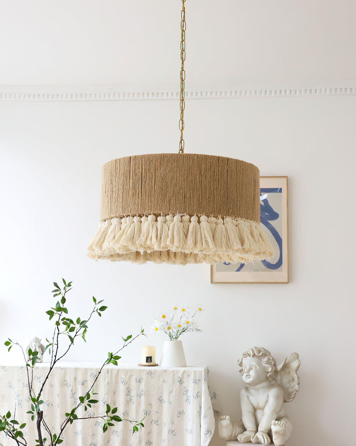 Serenenne hanglamp katoenen tasselletjes voor woonkamer