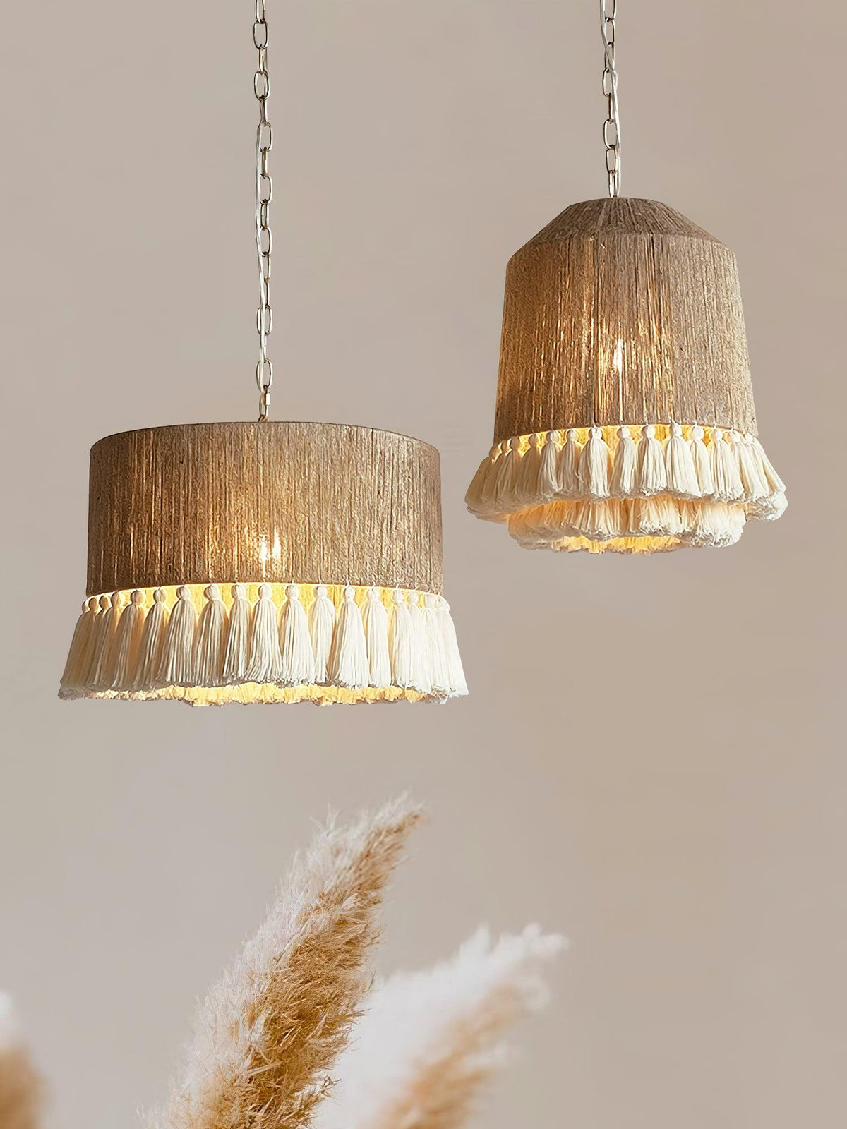 Serenenne hanglamp katoenen tasselletjes voor woonkamer