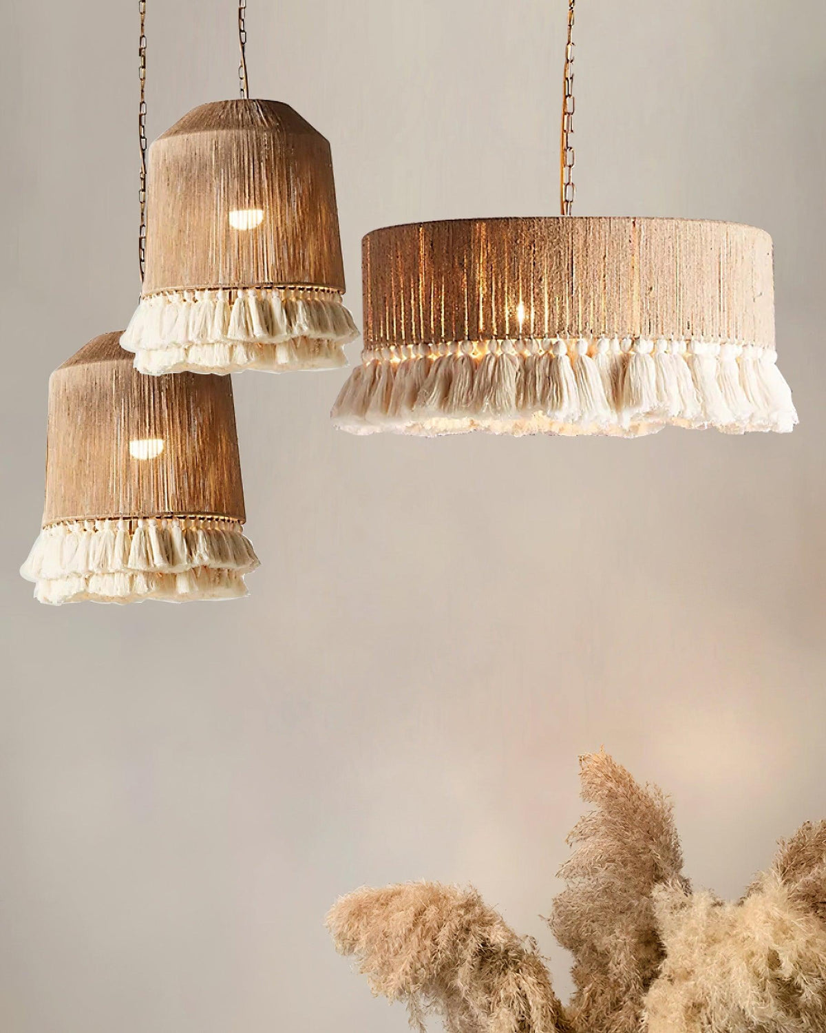 Serenenne hanglamp katoenen tasselletjes voor woonkamer