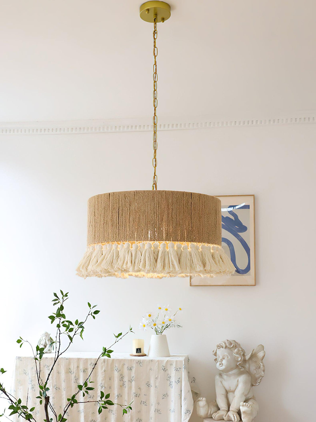Serenenne hanglamp katoenen tasselletjes voor woonkamer