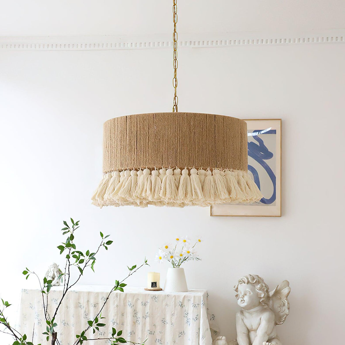 Serenenne hanglamp katoenen tasselletjes voor woonkamer