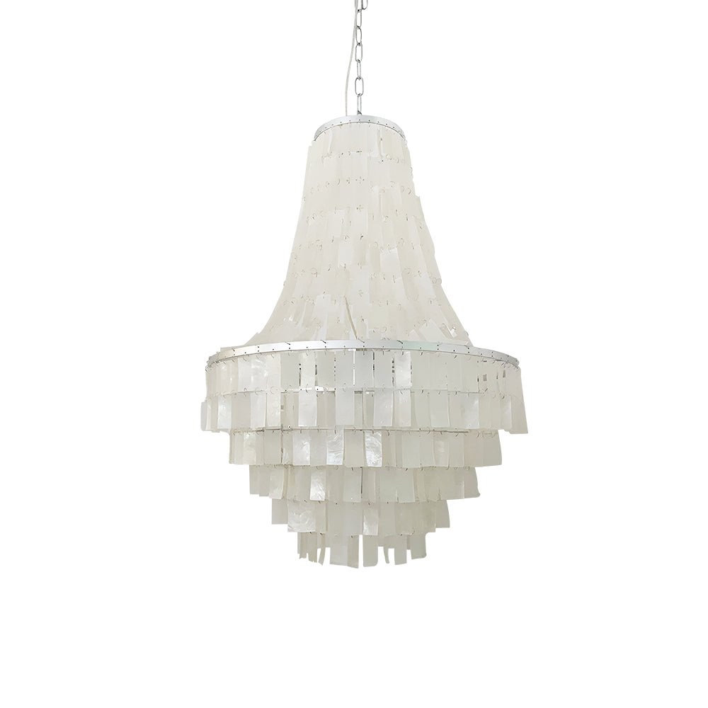 Naciira kroonluchter met Capiz schelpen in lagen, bohemian stijl