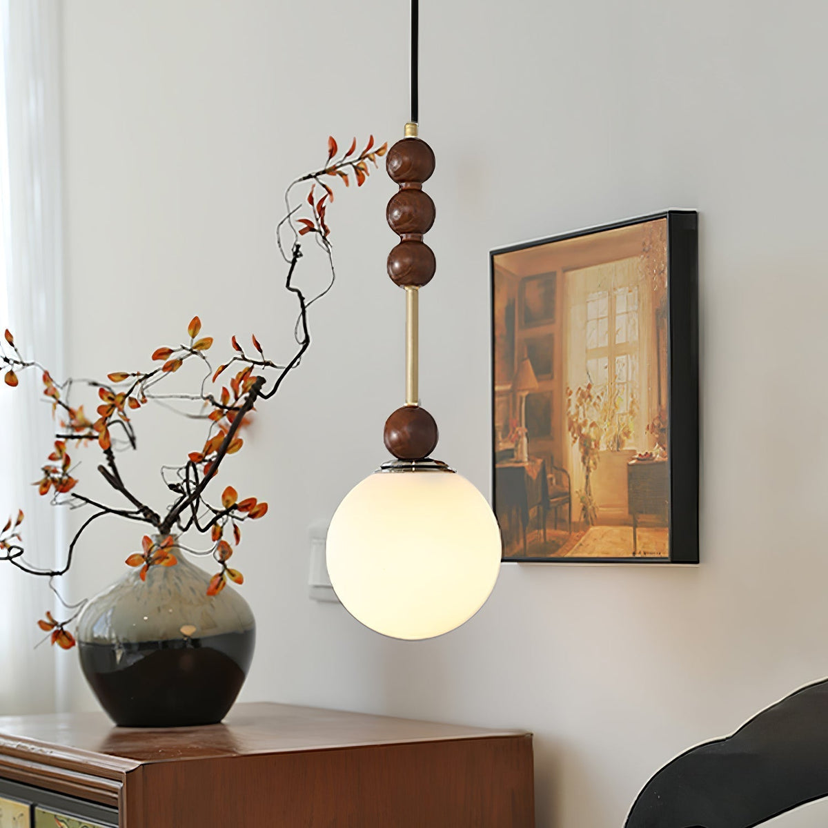 Miraleth Minimalistische hanglamp van walnoot