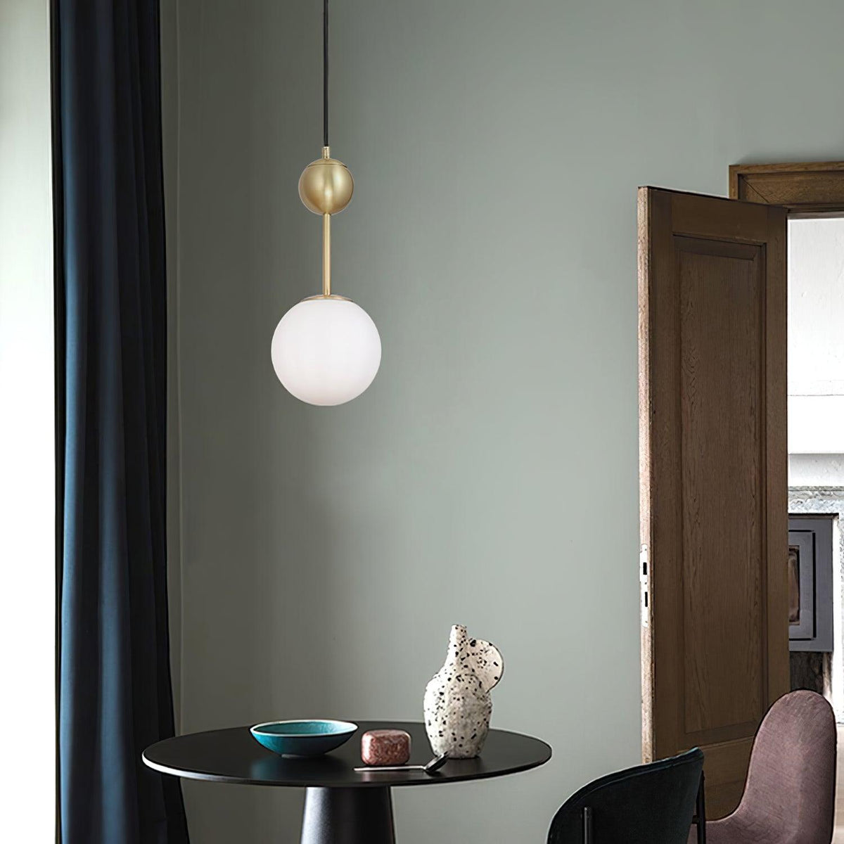 Fird hanglamp van messing en glas