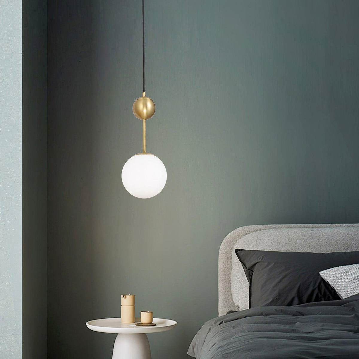 Fird hanglamp van messing en glas