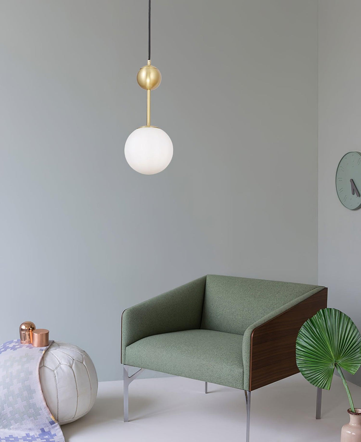 Fird hanglamp van messing en glas