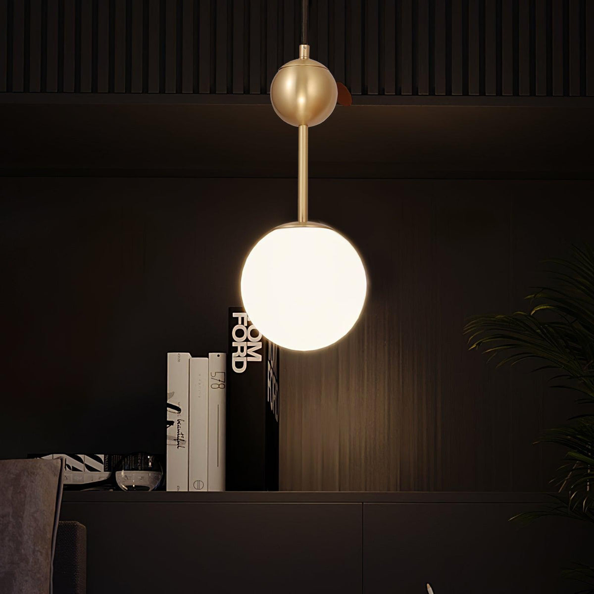 Fird hanglamp van messing en glas