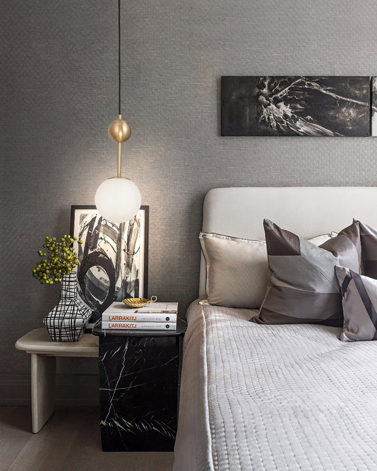 Fird hanglamp van messing en glas