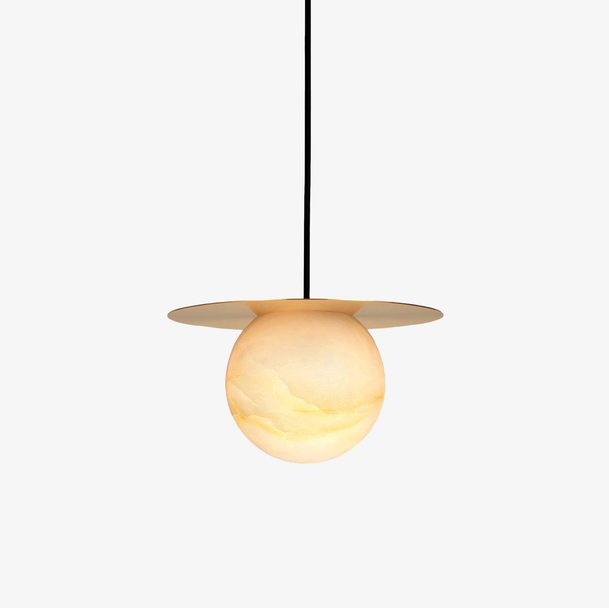 Velar hanglamp met albasten bolvormige kap