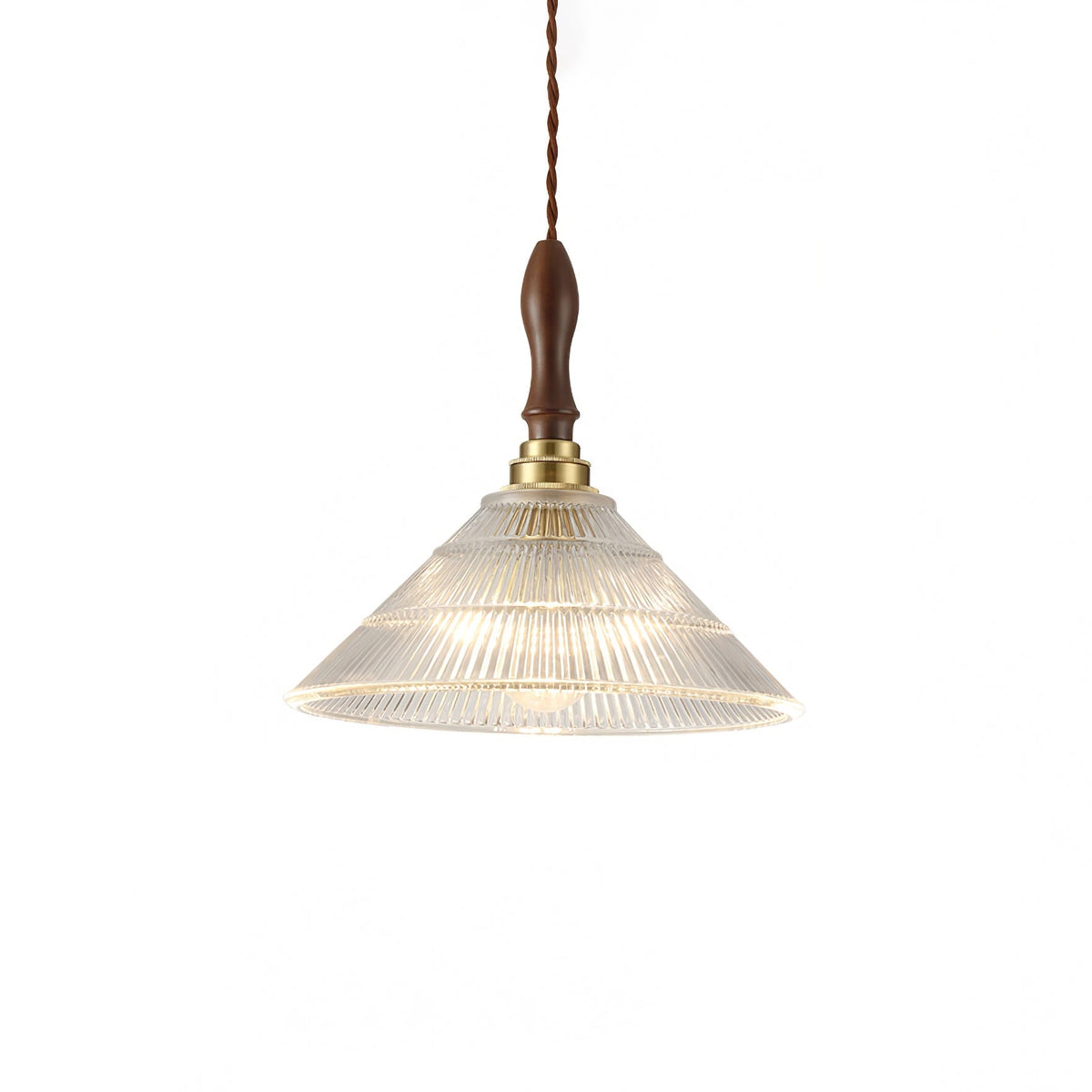 Arcara Vintage Ripple glas Hout hanglamp