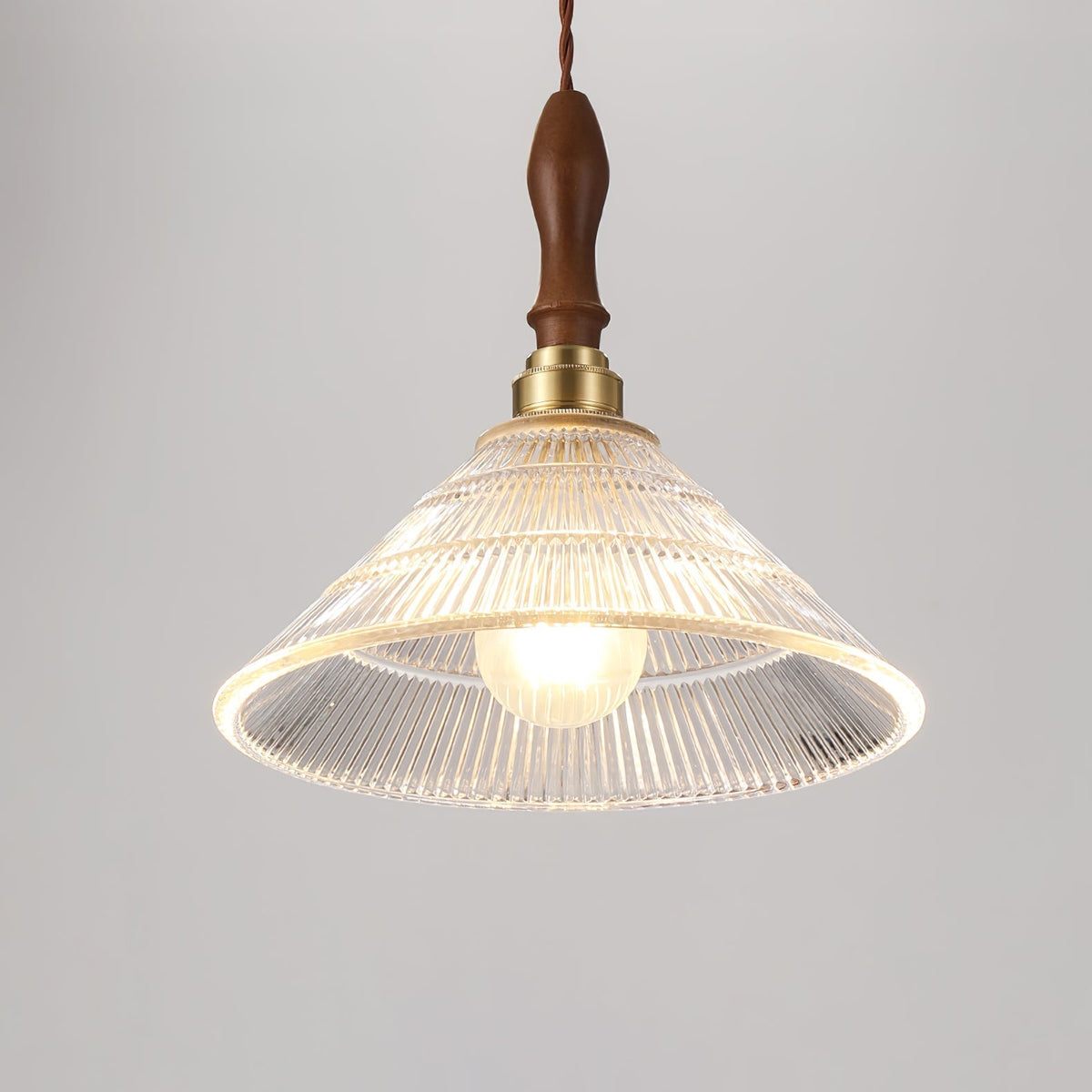 Arcara Vintage Ripple glas Hout hanglamp