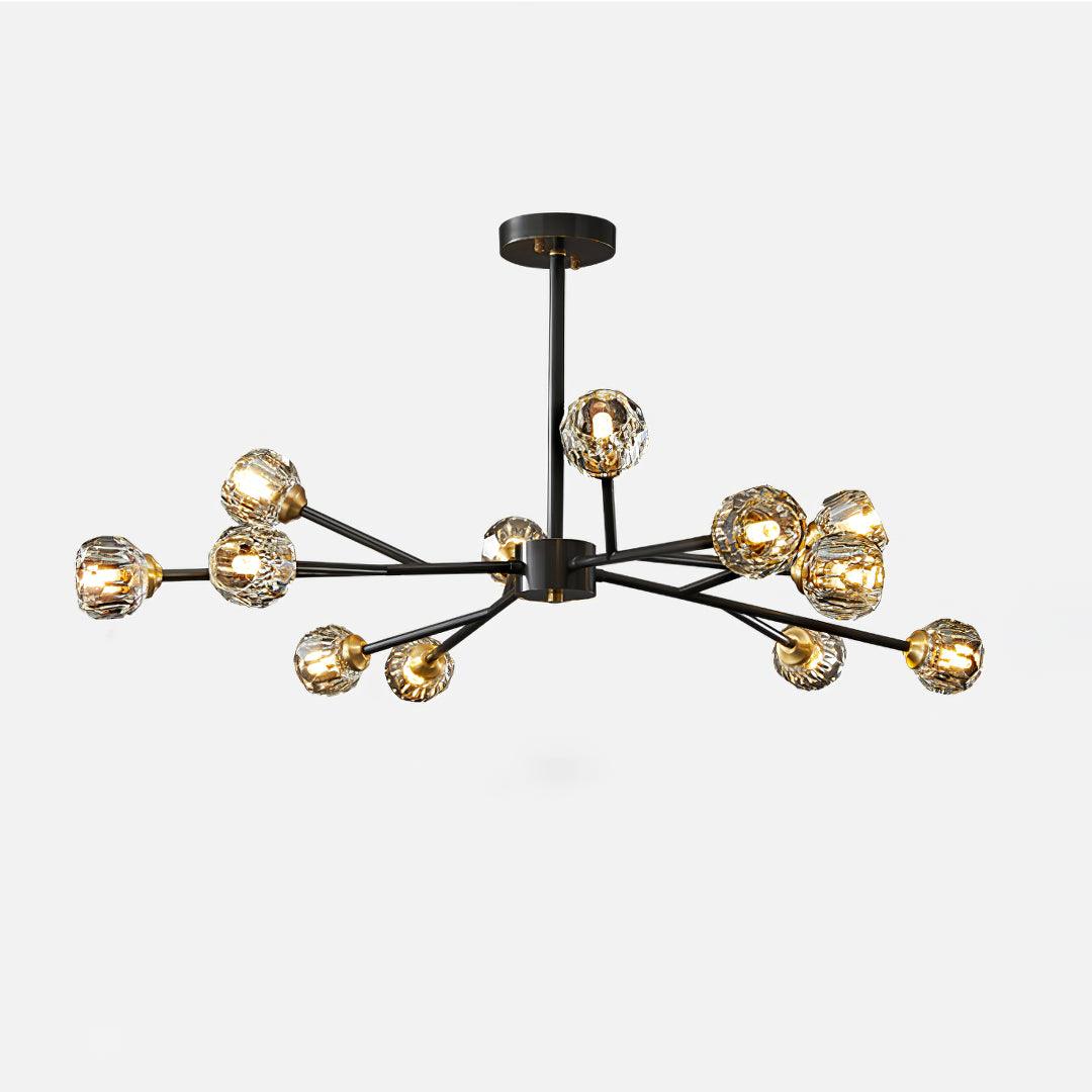 Thalyn hanglamp met kristallen bollen in messing