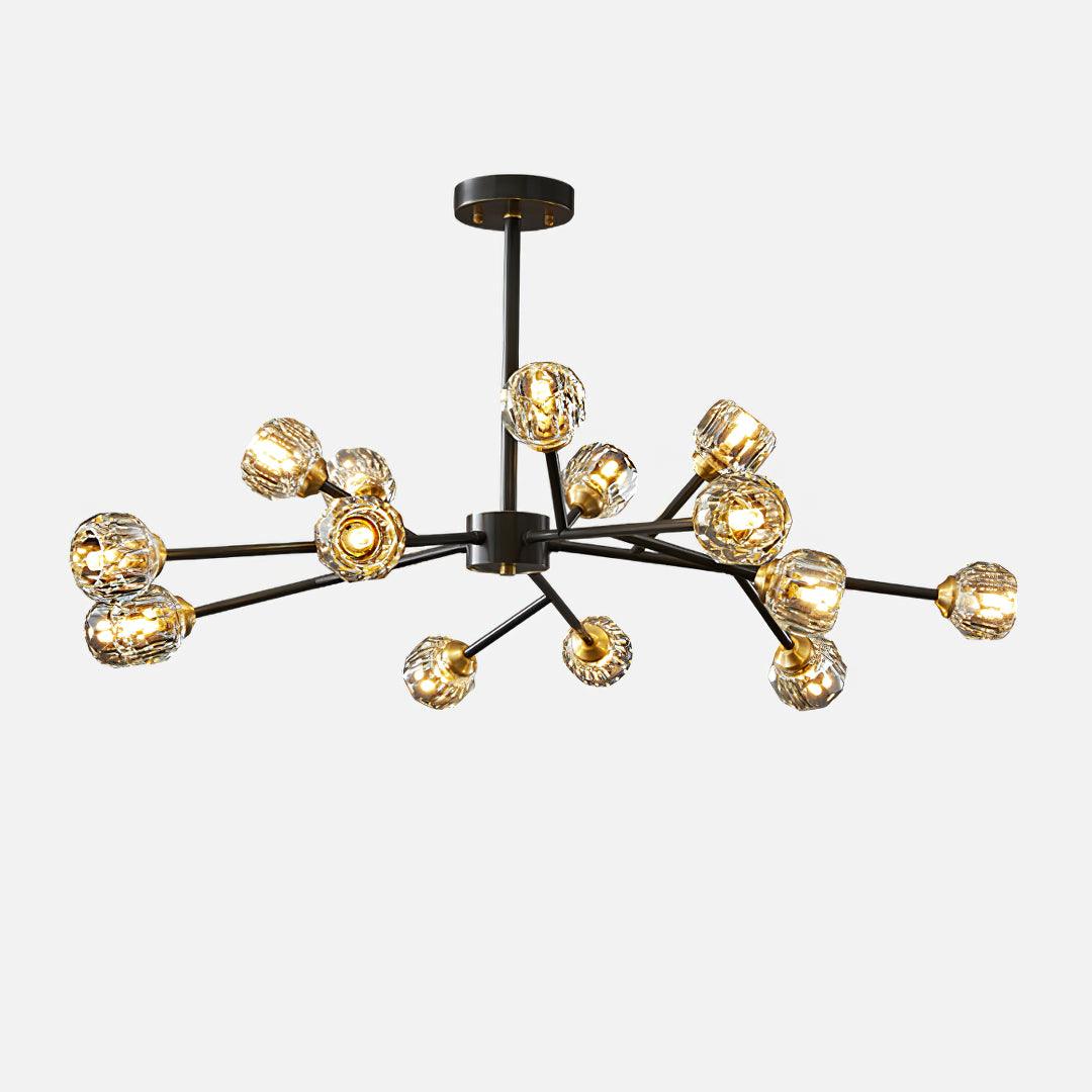 Thalyn hanglamp met kristallen bollen in messing