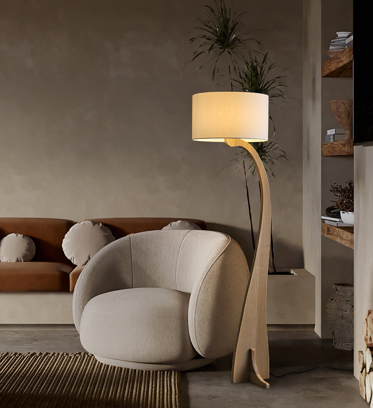 Viraineria vloerlamp met Noorse houten boog