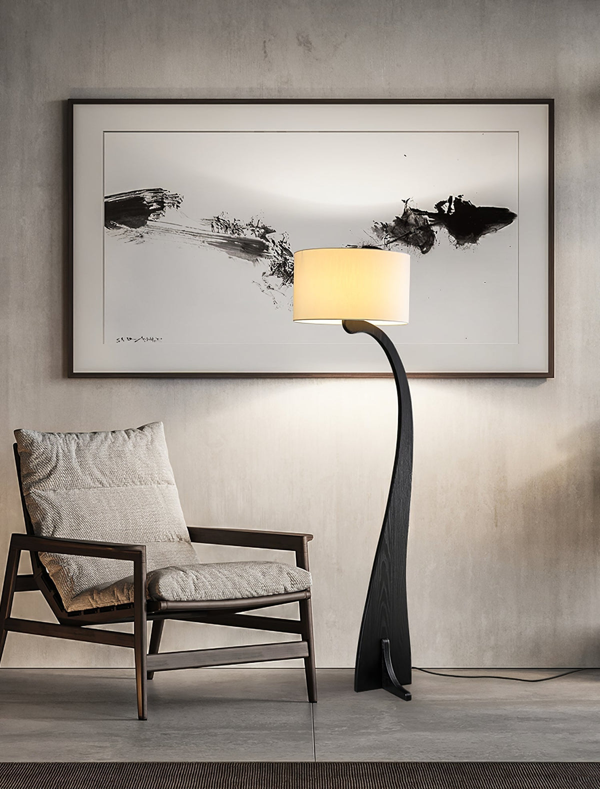 Viraineria vloerlamp met Noorse houten boog