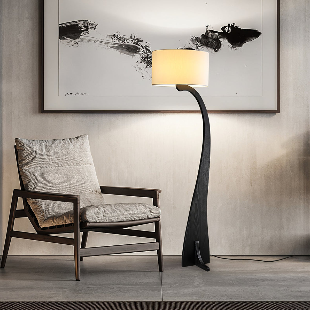 Viraineria vloerlamp met Noorse houten boog