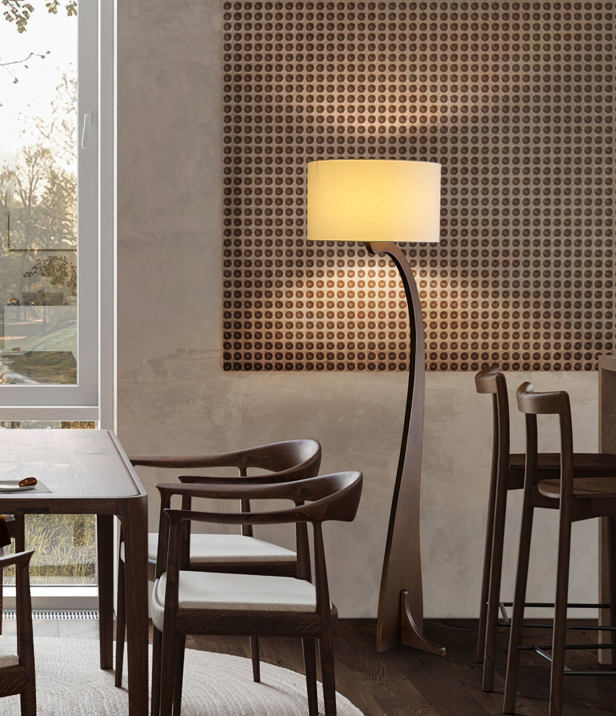 Viraineria vloerlamp met Noorse houten boog