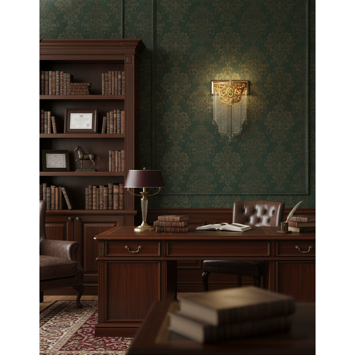 Bow Tie Goudkleurige Kristallen Fringe wandlamp