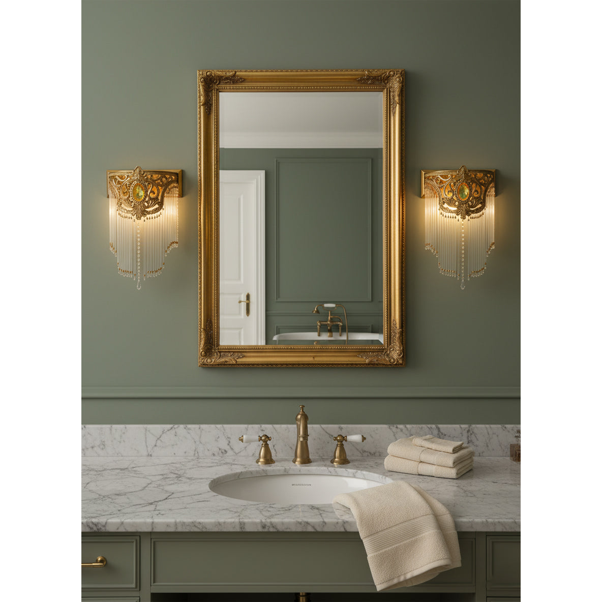 Bow Tie Goudkleurige Kristallen Fringe wandlamp