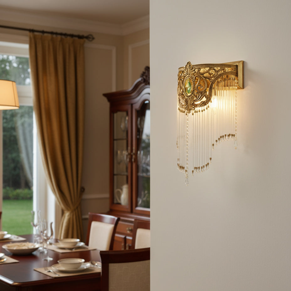 Bow Tie Goudkleurige Kristallen Fringe wandlamp