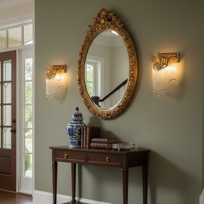 Bow Tie Goudkleurige Kristallen Fringe wandlamp