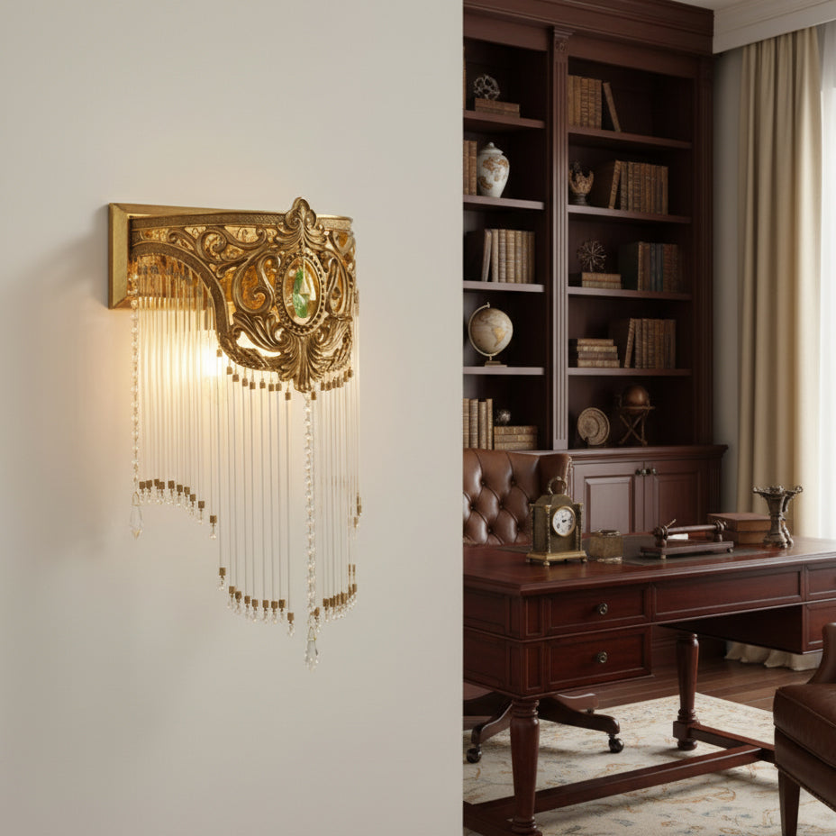 Bow Tie Goudkleurige Kristallen Fringe wandlamp