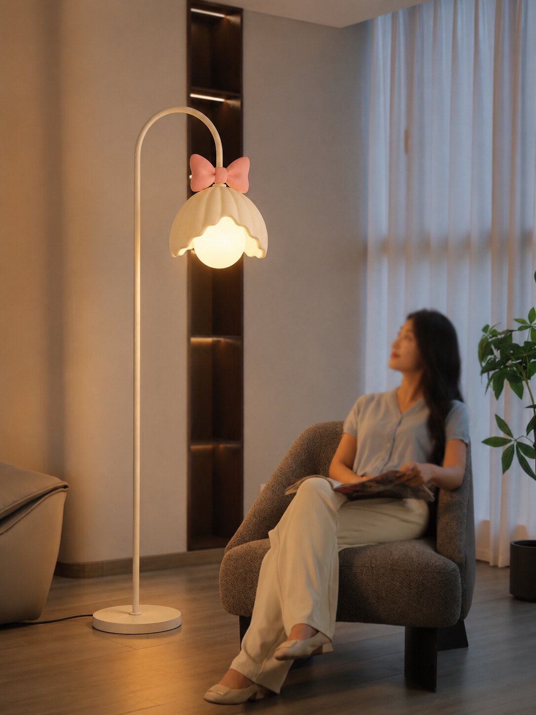 Bow Trim Bloemblaadje-Lampenkap vloerlamp
