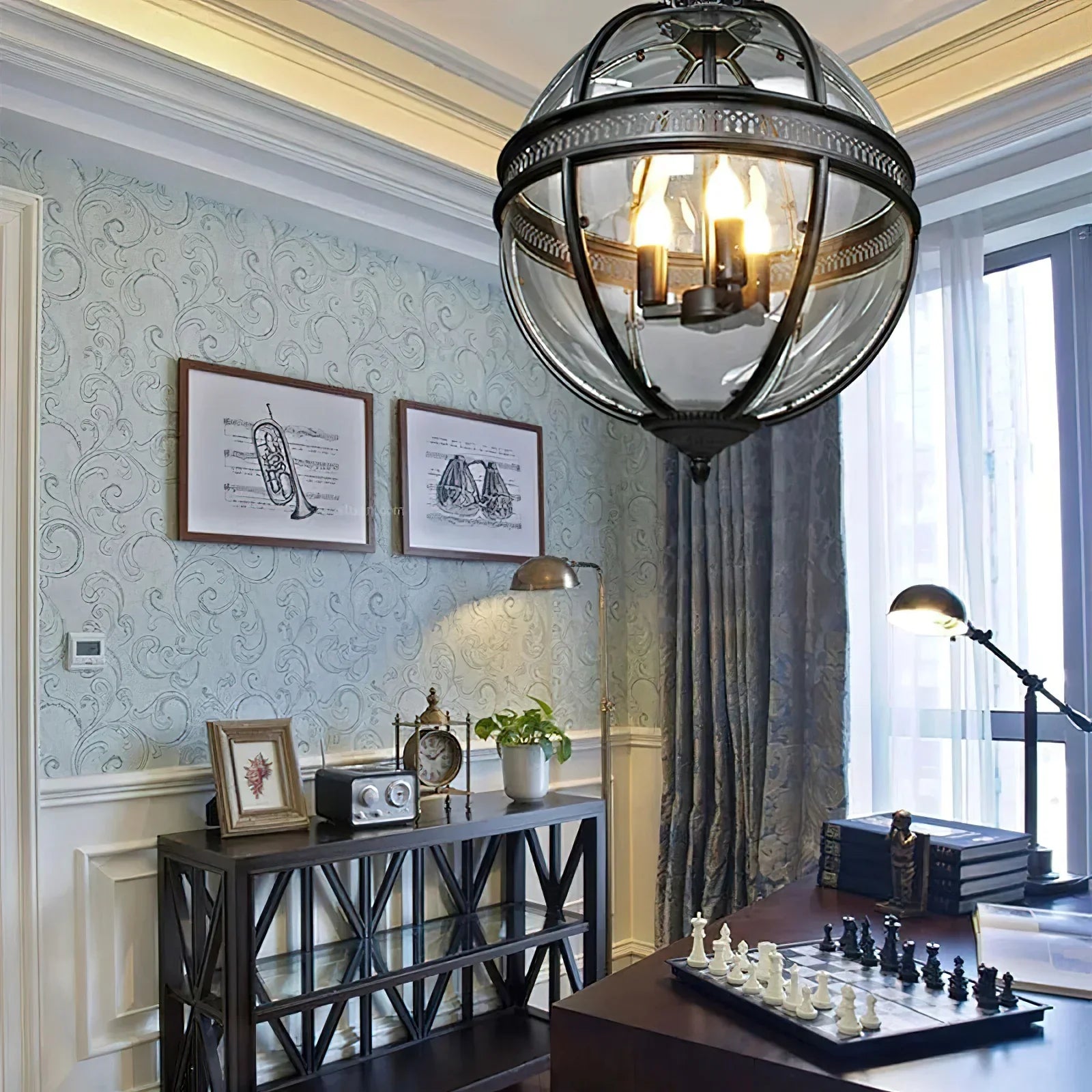 Alessio Vintage Glas Metaal Zwart Hanglampen Eetkamer Slaapkamer