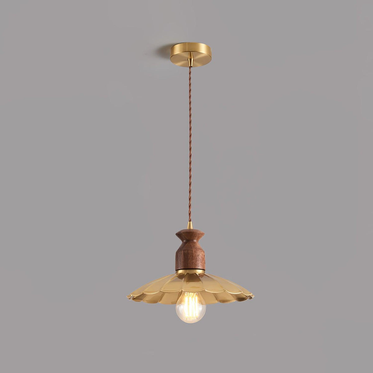 Qior messing klassiek elegantie Crest Houten hanglamp