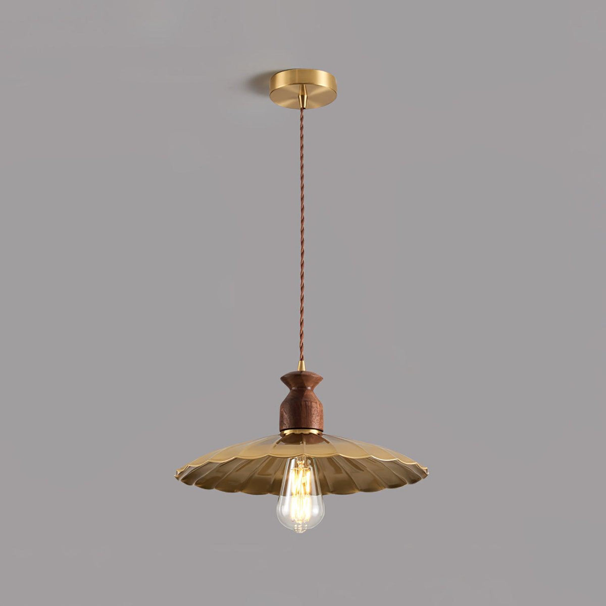 Qior messing klassiek elegantie Crest Houten hanglamp