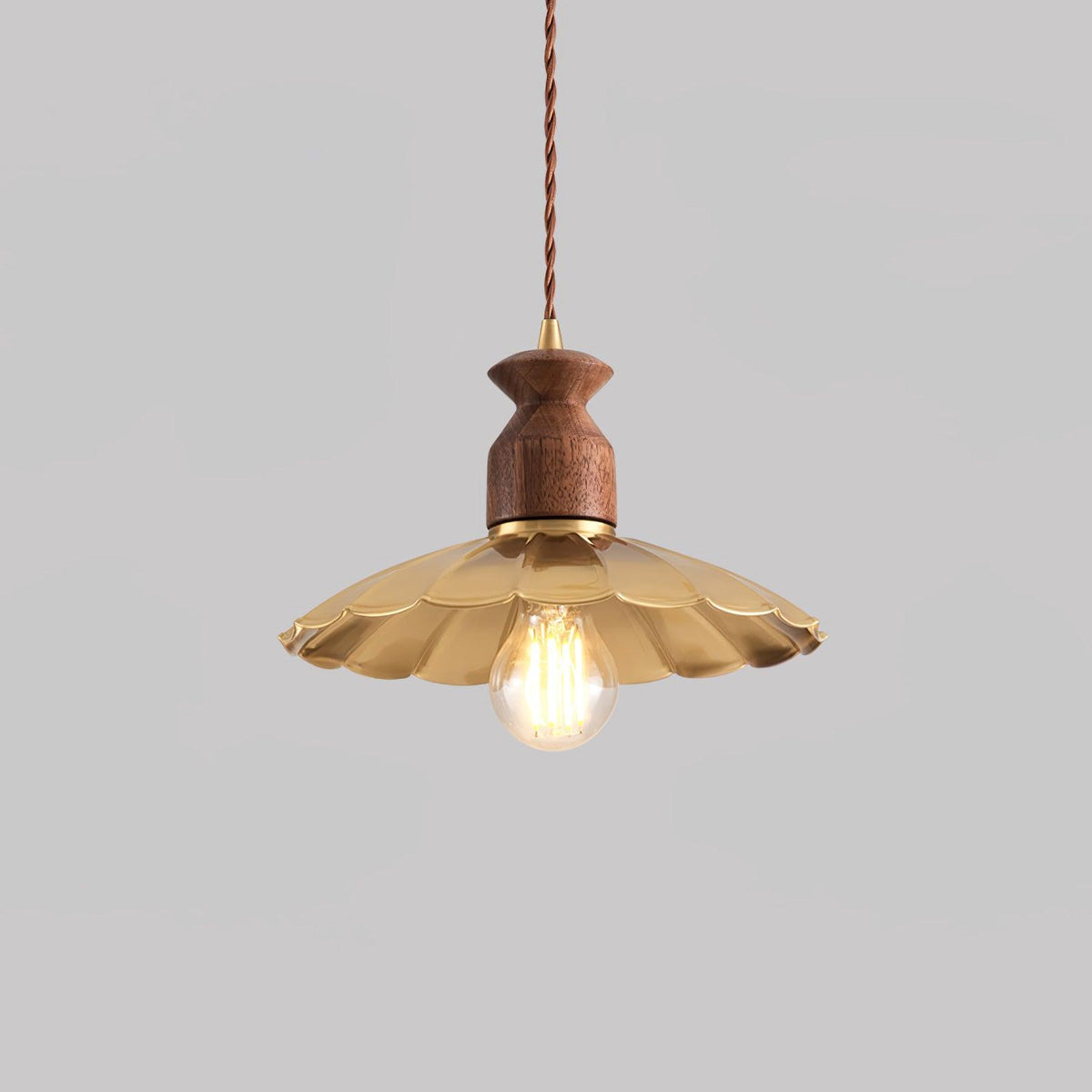 Qior messing klassiek elegantie Crest Houten hanglamp