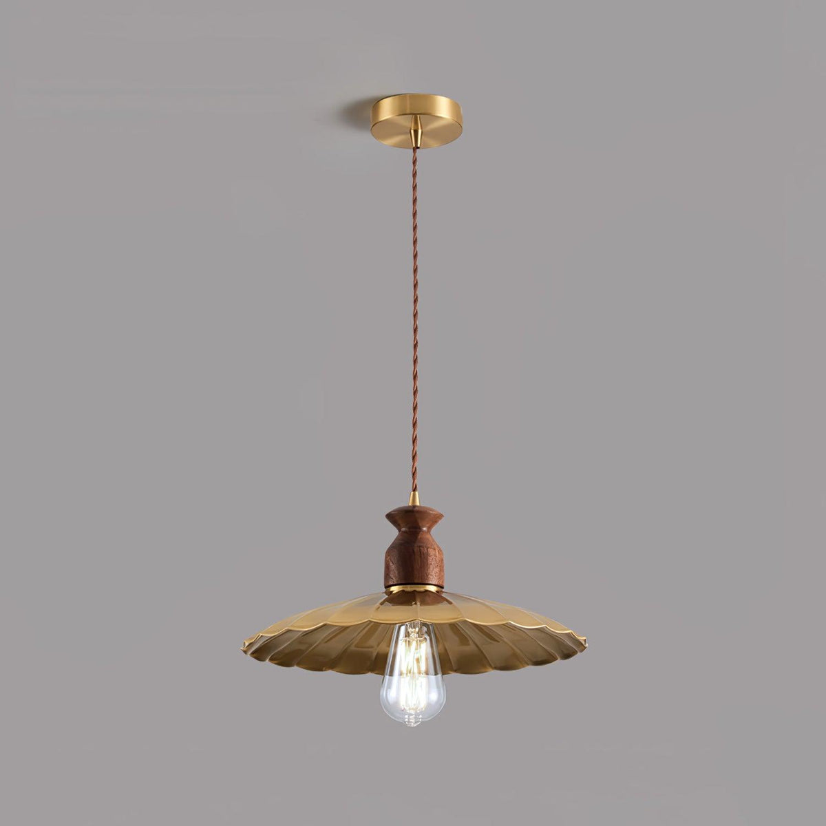 Qior messing klassiek elegantie Crest Houten hanglamp