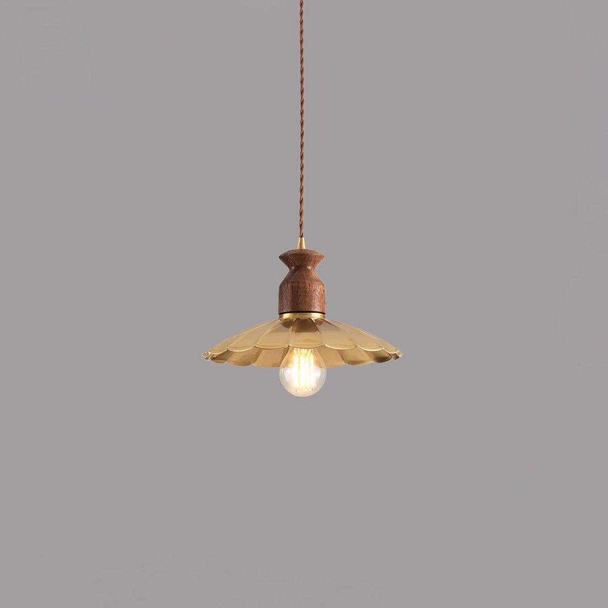 Qior messing klassiek elegantie Crest Houten hanglamp