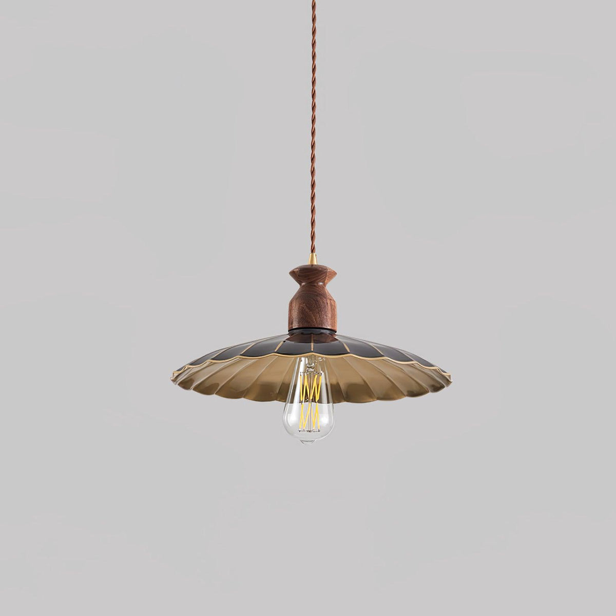 Qior messing klassiek elegantie Crest Houten hanglamp