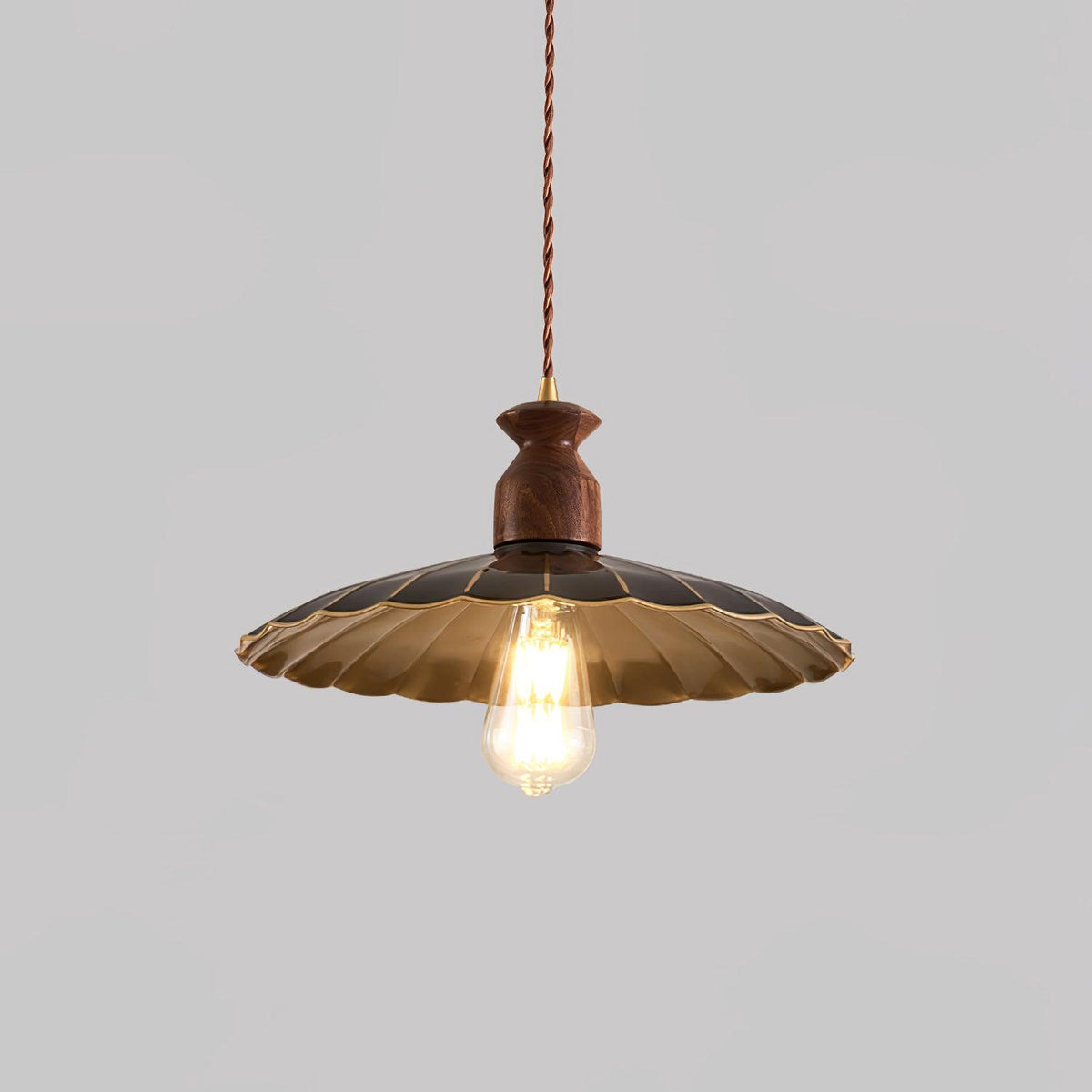 Qior messing klassiek elegantie Crest Houten hanglamp
