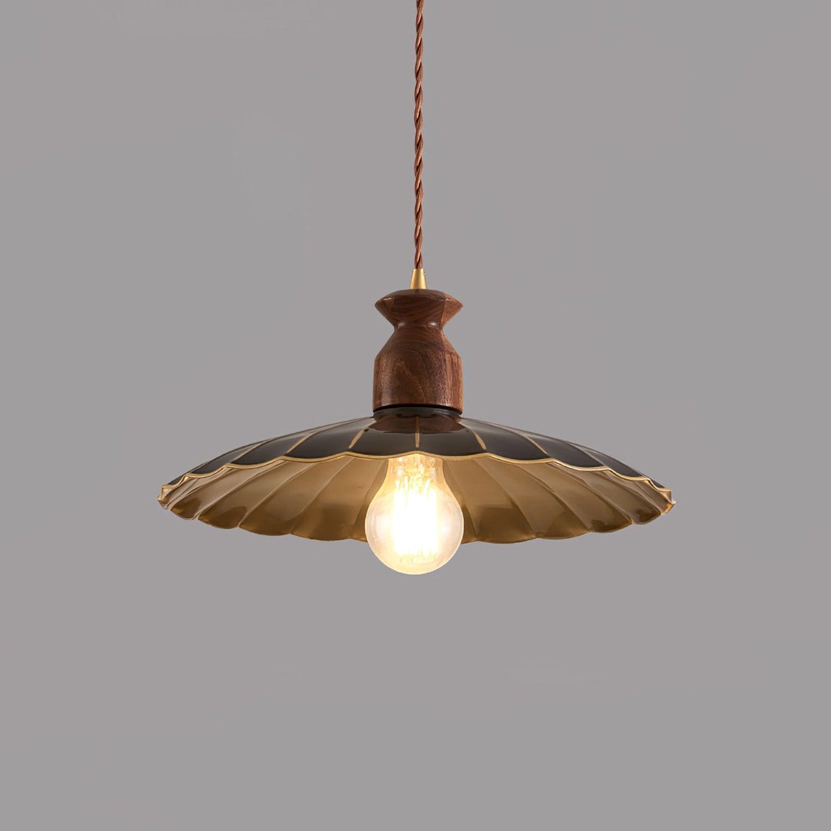 Qior messing klassiek elegantie Crest Houten hanglamp