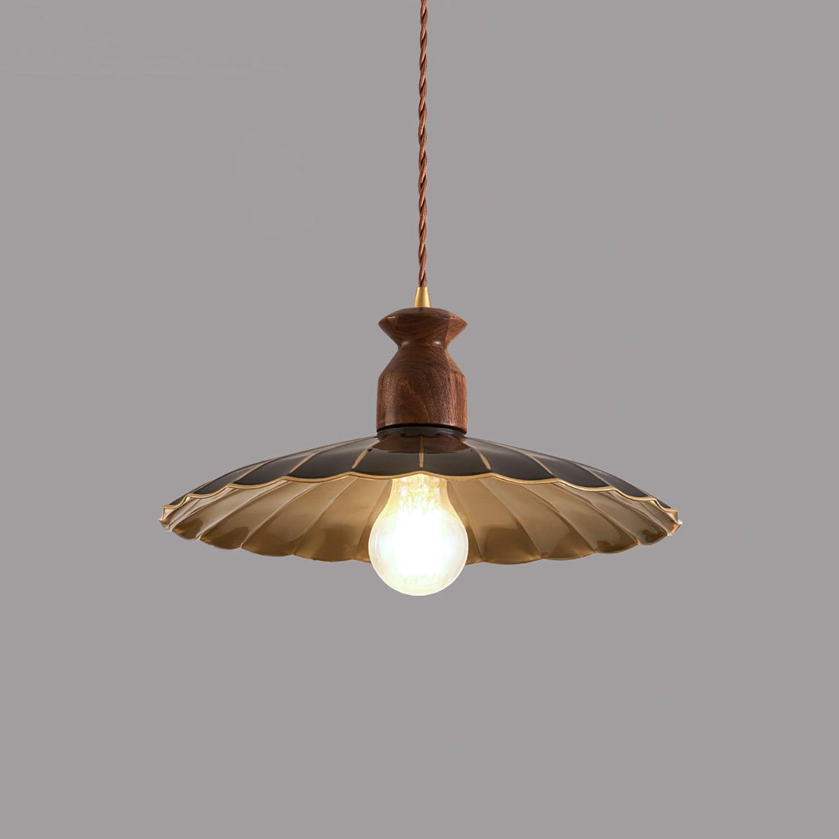 Qior messing klassiek elegantie Crest Houten hanglamp