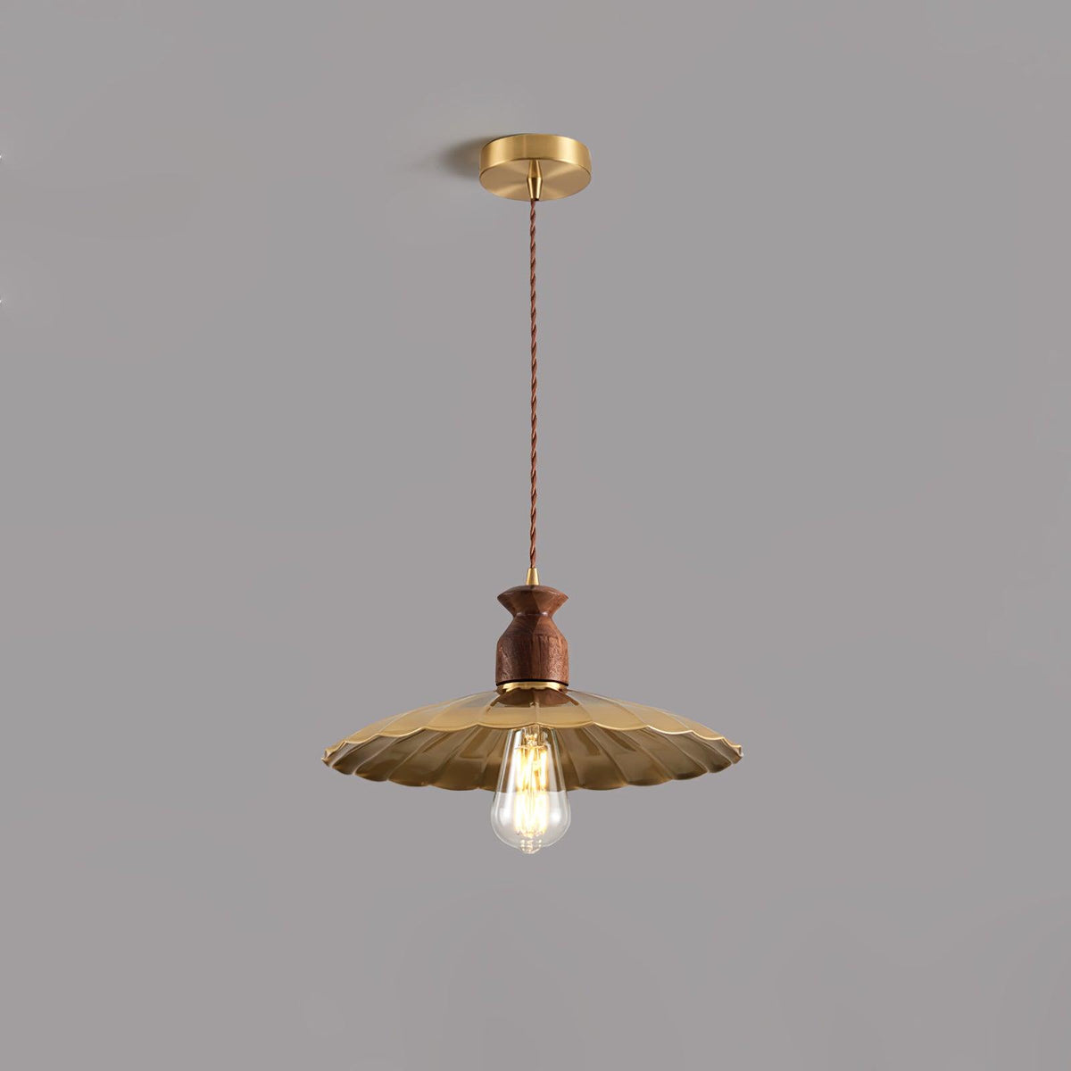 Qior messing klassiek elegantie Crest Houten hanglamp