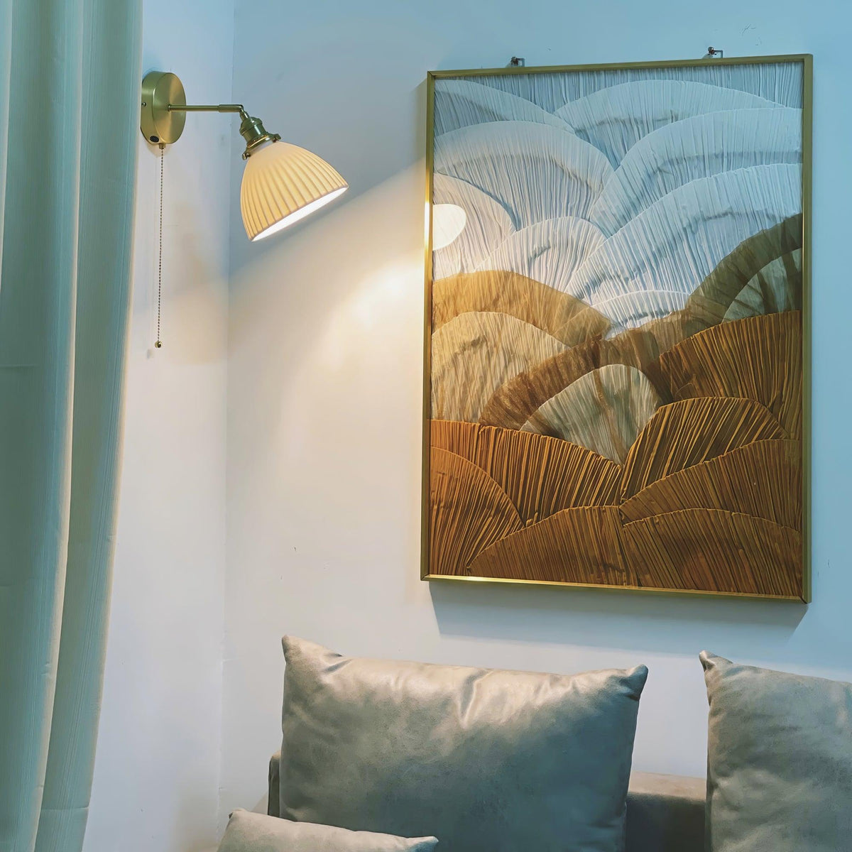 Oriiraria wandlamp Geplooid Keramiek messing