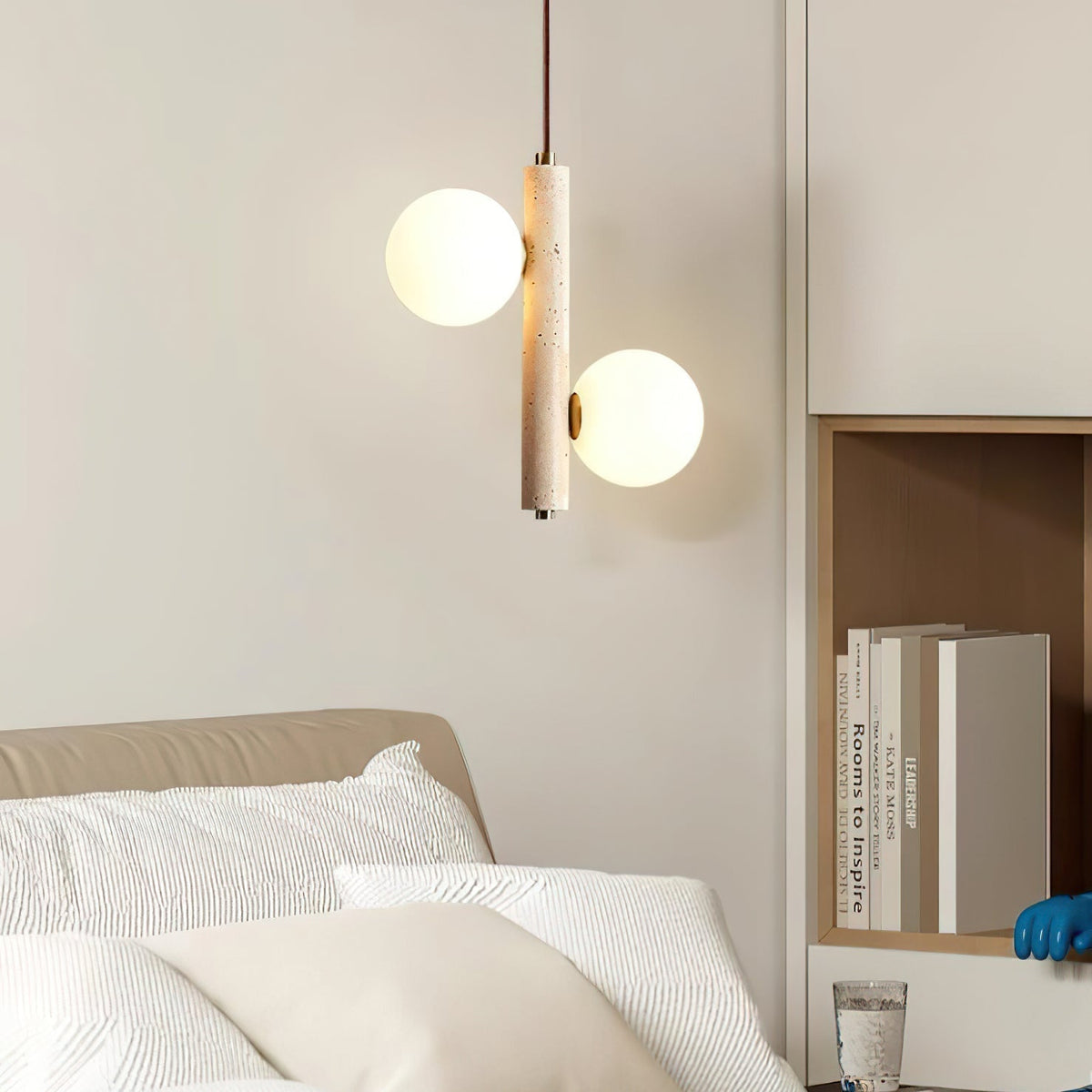 Aursorel Multi-bollen travertin hanglamp