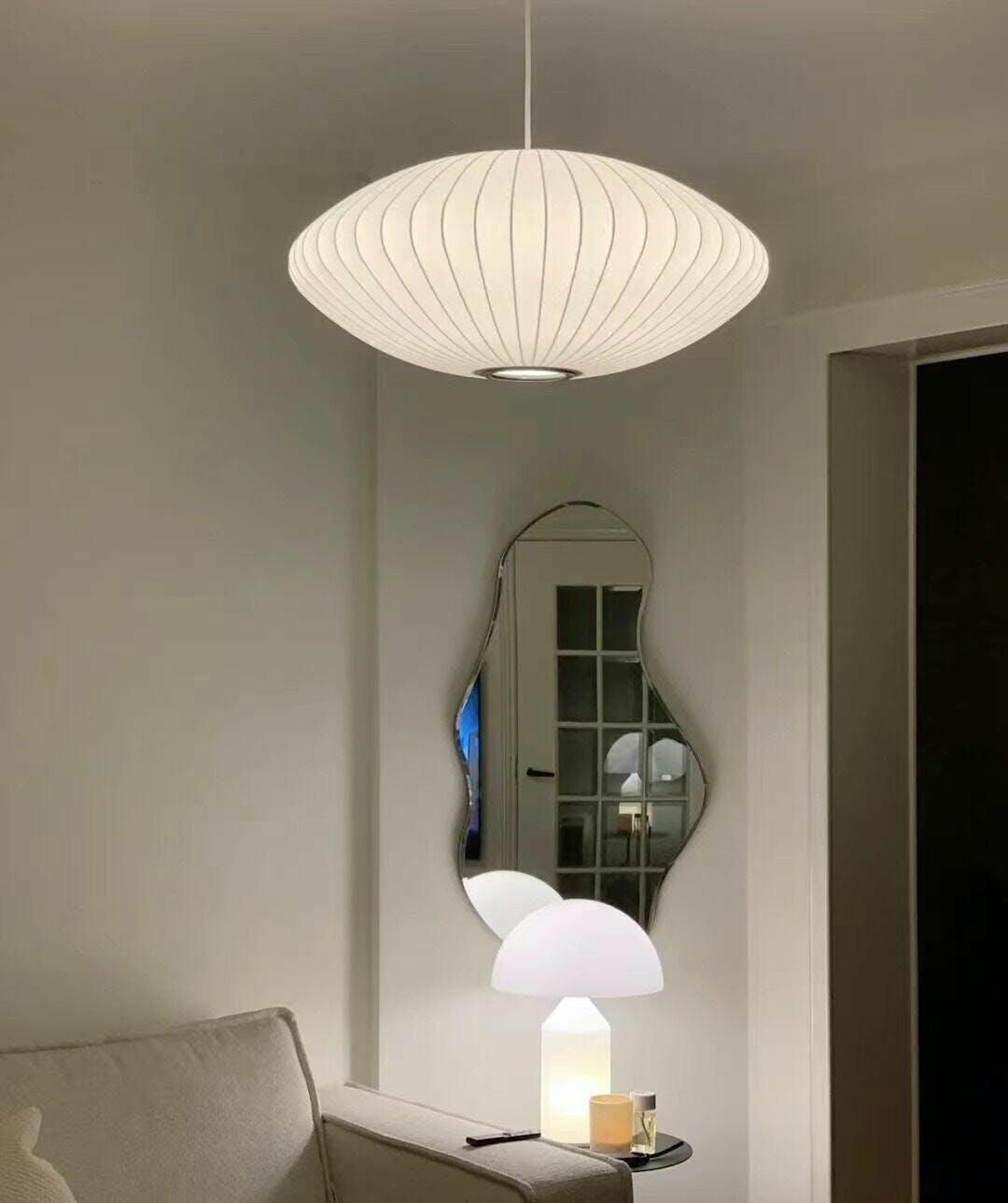 Bis hanglamp van zijde en staal