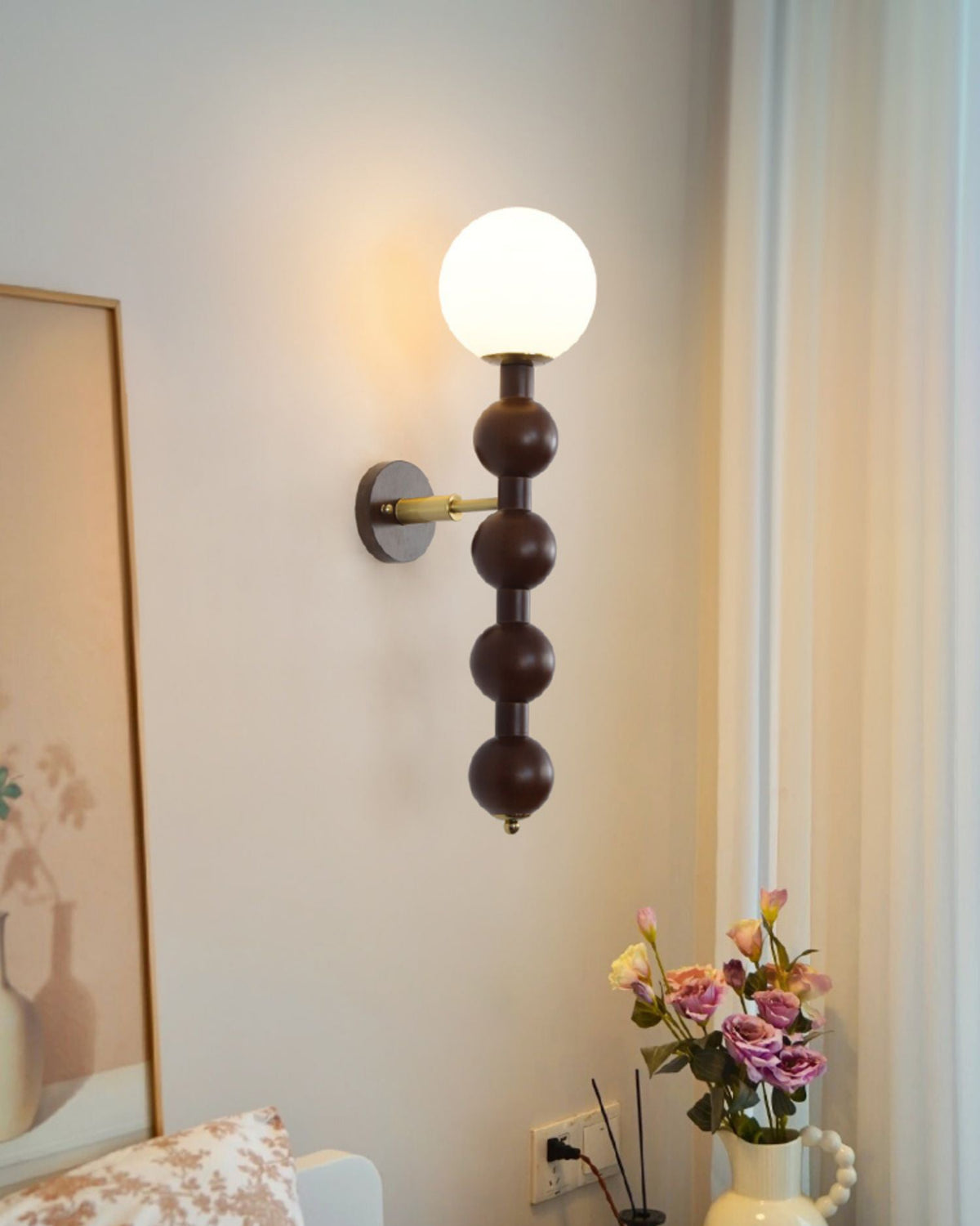 Olaeia moderne minimalistische wandlamp met bubbly houten glas