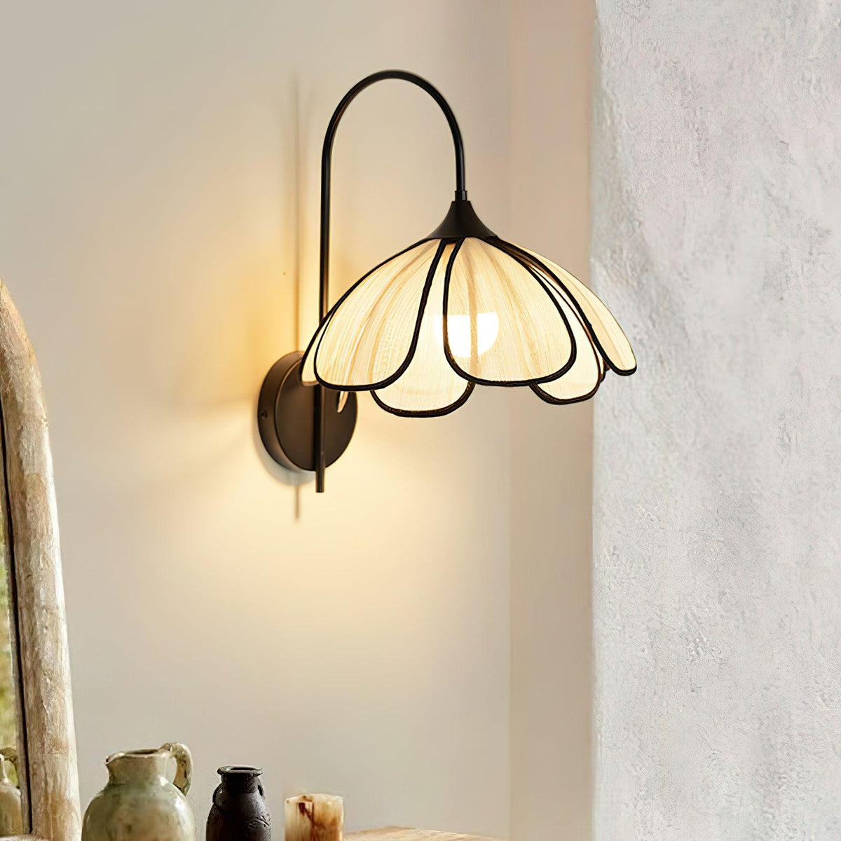 Ivsiliel wandlamp met Natuurlijke Verbrande Bloemblaadjes