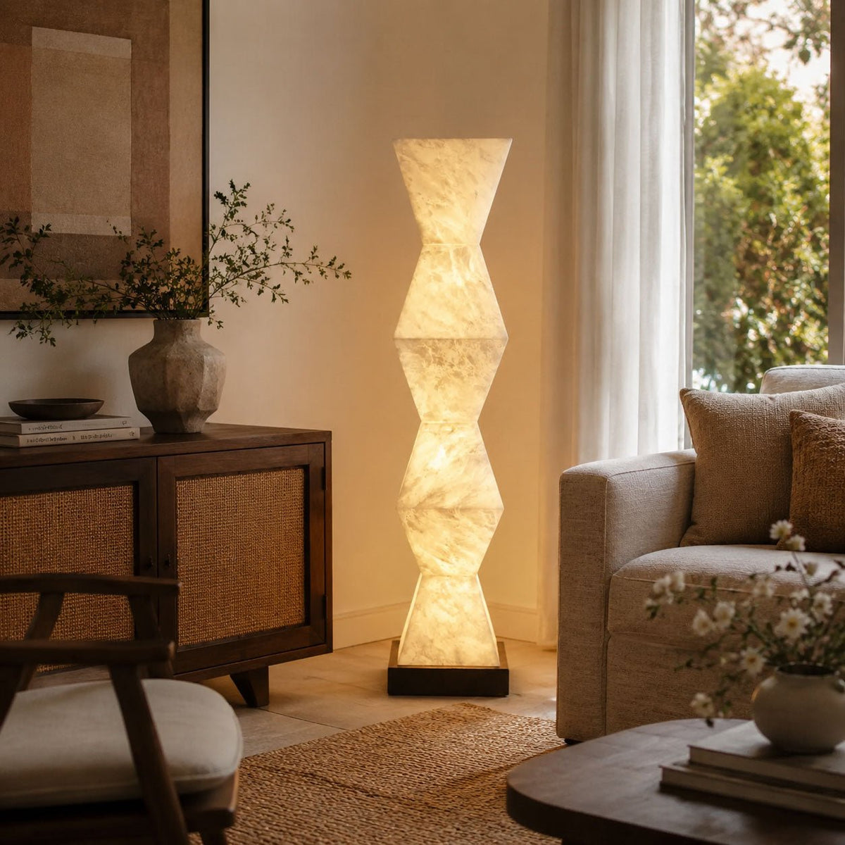 Nivuina vloerlamp met albasten voet