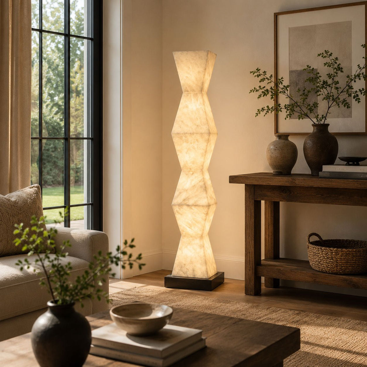 Nivuina vloerlamp met albasten voet