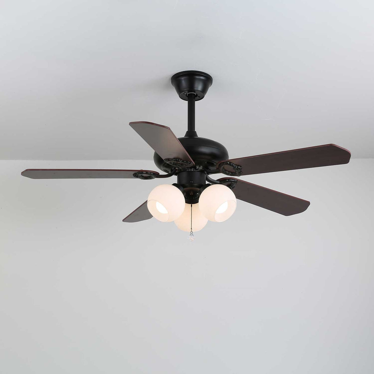 Calviera Vintage hout glas plafondventilator met verlichting