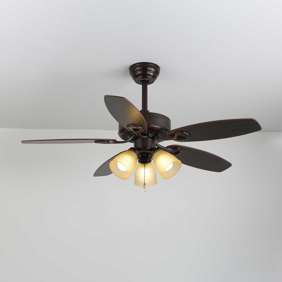 Calviera Vintage hout glas plafondventilator met verlichting