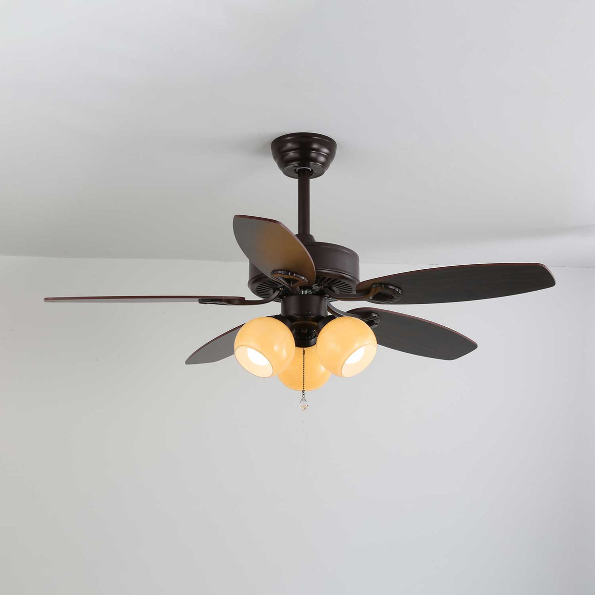Calviera Vintage hout glas plafondventilator met verlichting