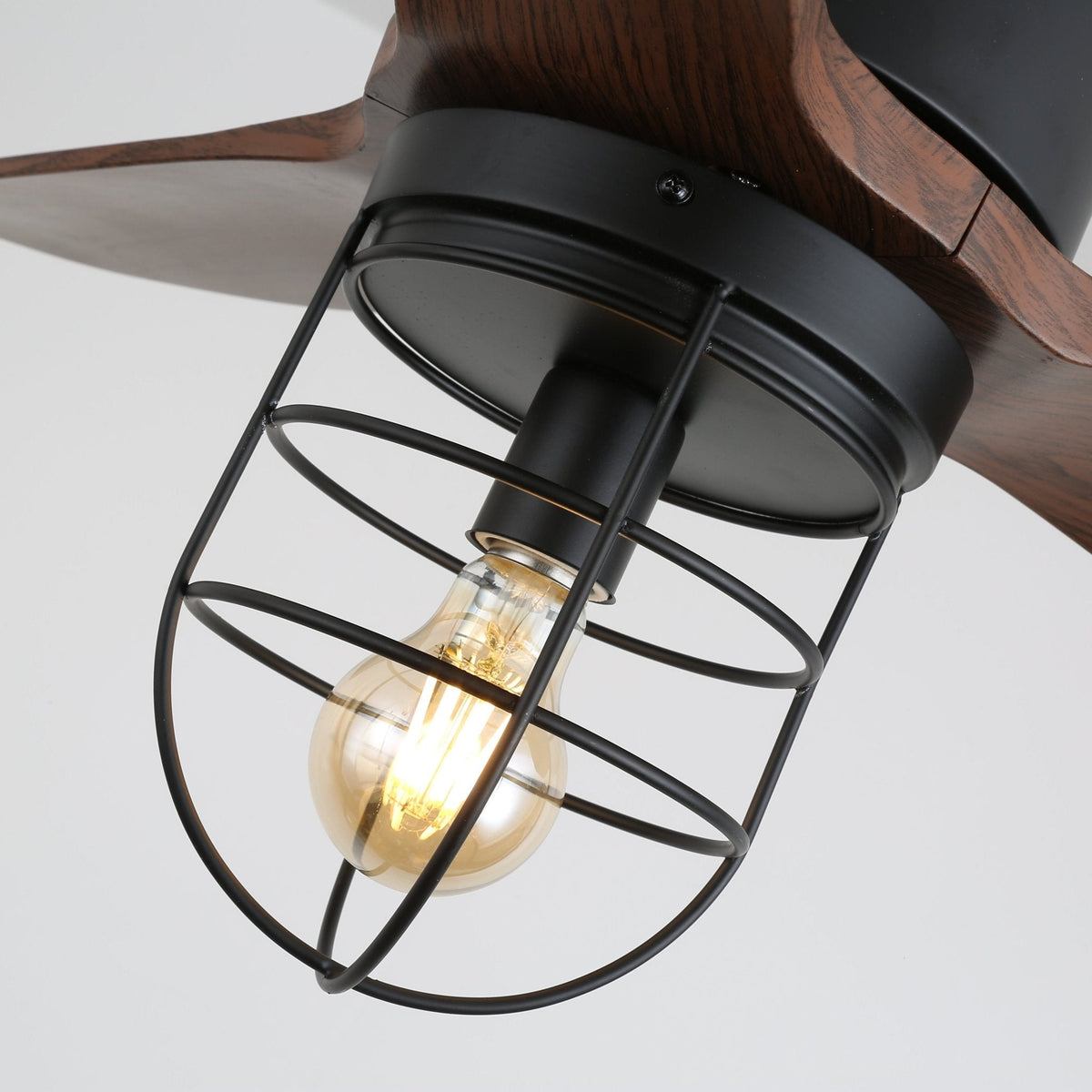 Brisora industriële plafondventilator met verlichting van walnoothout